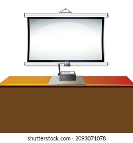School classroom with desk. Class for education, board, table and study, blackboard and lesson. Vector flat illustration
