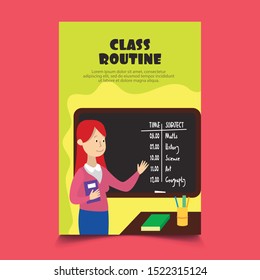 School Classroom Illustration Educational Poster Vector Template