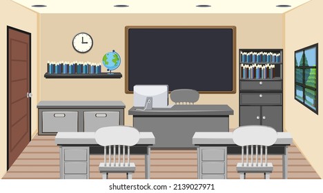 School classroom interior concept illustration