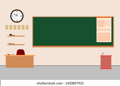 School Classroom Interior, green Board.