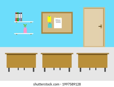 School Classroom Interior Illustration Background With Door In The Back