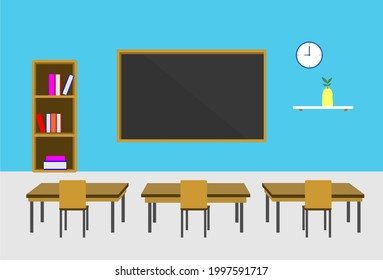 School Classroom Interior Vector Illustration Blackboard Stock Vector ...