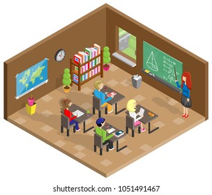 School classroom isometric design