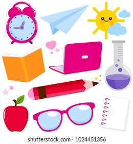 School and classroom objects. Vector illustration collection