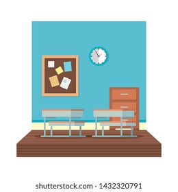 school classroom with watch clock scene