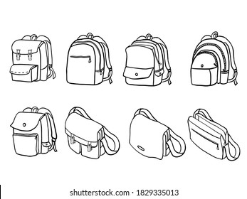 School Clip Art Collection. Bag stationary set icon