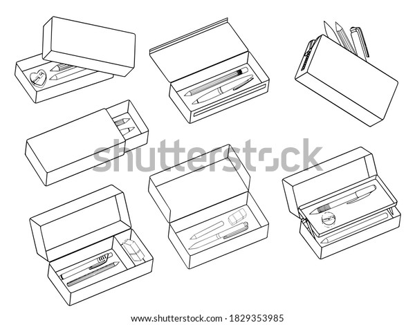 School Clip Art Collection Pencil Box Stock Vector (Royalty Free ...