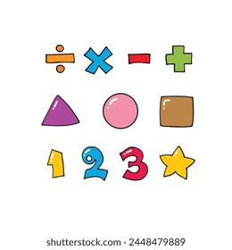 School clipart, shapes, math operations, educational graphics