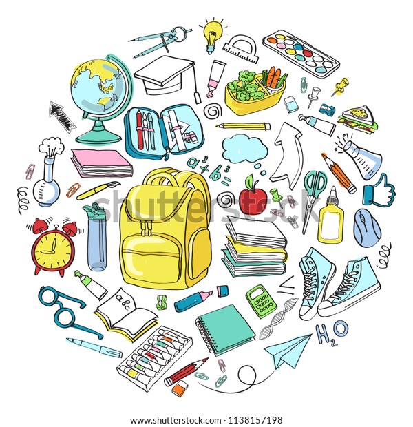 School Clipart Vector Doodle School Icons Stock Vector (Royalty Free ...