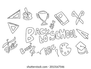 School clipart. vector school icons and symbols. Hand drawn stading education object
