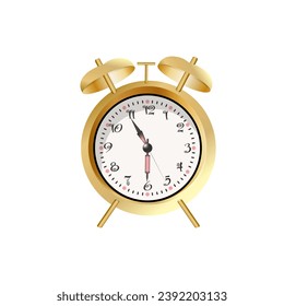 School Clock Alarm table vintage metal gold alarm quartz 4 inch clock vector template.  KnowledgeForAll brif.
