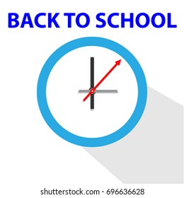 School clock icon isolated  on white background. Vector illustration.