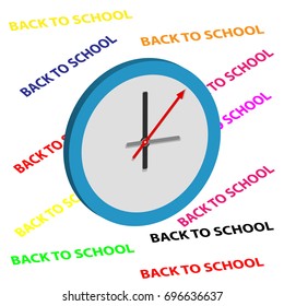 School clock icon isolated  on white background. Vector illustration.