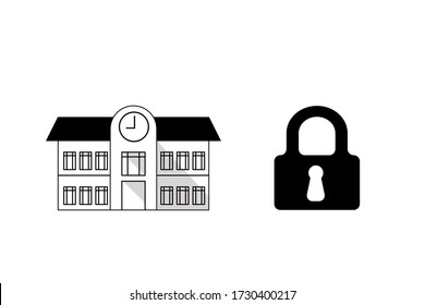 The school closed due to the corona virus problem to prevent the covid outbreak - 19, coronavirus lockdown symbol. Coronavirus pandemic puts countries on lockdown.