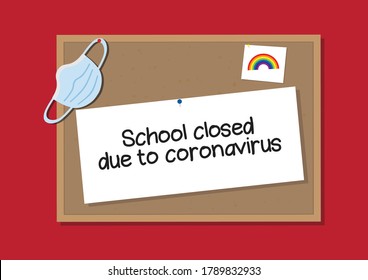 School closed due to coronavirus cork board vector