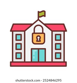 School Closures Filled Icons , Vector illustration