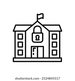Ícone de estrutura de tópicos de encerramento de escolas, ilustração de vetor