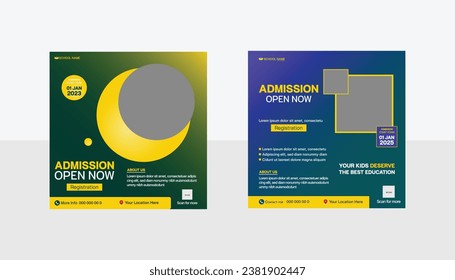 School, College Admission Poster Vector illustration