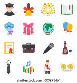 School or college graduation icons set. Student graduate. isolated symbols collection