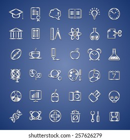  school and college icons, vector illustration