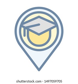 School College  location pin icon in outline style