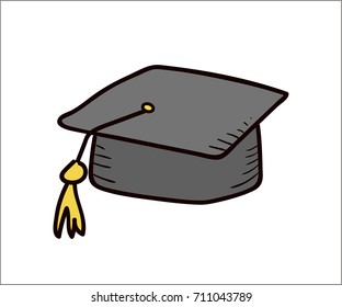 School and college objects - Academic hat. Vector doodle illustration in eps10