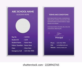 School and college student id card template layout
