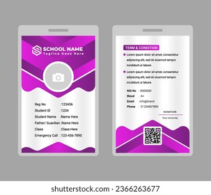 School and College Student Id Card Design. Office Id card. Vector illustration