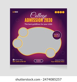 School College University Admission Social Media Banner Post Design Template