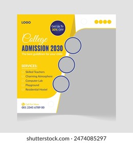 School College University Admission Social Media Banner Post Design Template