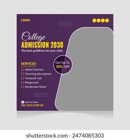 School College University Admission Social Media Banner Post Design Template