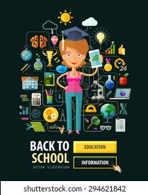 School, College, University vector logo design template. Education, teaching, study, science or teacher, schoolteacher icons