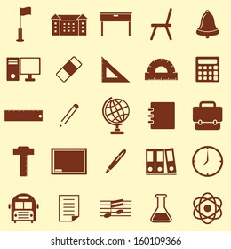 School color icons on brown background, stock vector