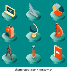 School color isometric icons