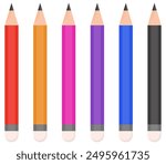 School color pencil vector set design isolated on white background.