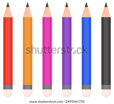 School color pencil vector set design isolated on white background.