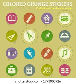 school colored grunge icons with sweats glue for design web and mobile applications