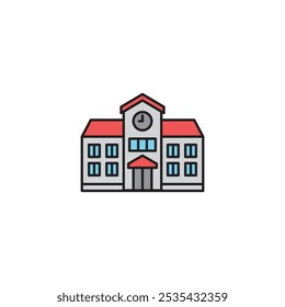 Icono de Vector coloreado de la escuela sobre fondo blanco
