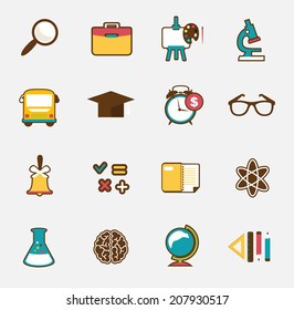 School colorful icon set