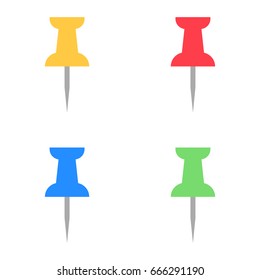 School colorful pin flat isolated on white background