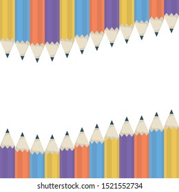 school colors pencils supplies education frame vector illustration design