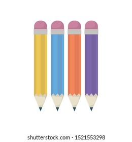 school colors pencils supplies education icons vector illustration design