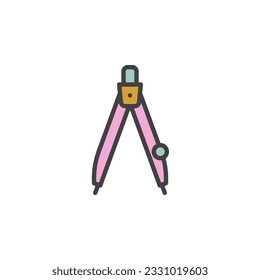 School compass filled outline icon, line vector sign, linear colorful pictogram isolated on white. Symbol, logo illustration. Vector graphics