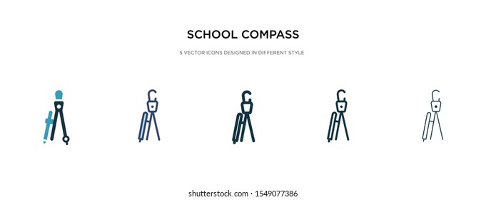 school compass icon in different style vector illustration. two colored and black school compass vector icons designed in filled, outline, line and stroke style can be used for web, mobile, ui