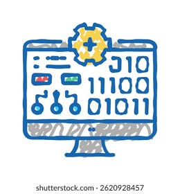 school computer doodle icon sketch vector. school computer sign. isolated symbol illustration
