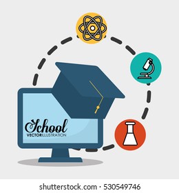 school computer graduation chemical vector illustration eps 10
