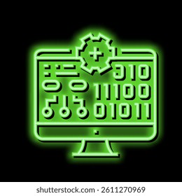school computer neon light sign vector. school computer illustration