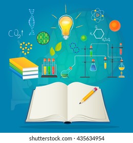 School concept infographics Education Open book of knowledge background vector illustration