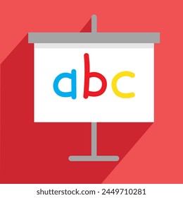 school concept, white board or presentation board or projector screen icon, vector illustration 