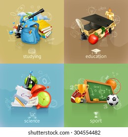 School concepts, vector set